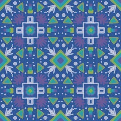 Seamless fabric pattern, Bohemian, purple, green, black, white, geometric pattern, antique style, native american style, fabric, background 