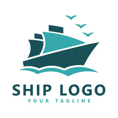 Cruise ship logo vector template