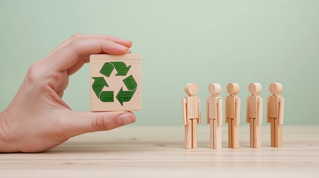 Green eco-friendly symbol sustainability, renewable energy, recycling, and environmental protection, with icons including a family, a tree, an eco-friendly 