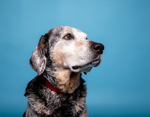 Wise and Loyal Senior Dog Portrait Looking Upwards