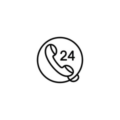 Modern 24/7 Service Icon Featuring a Classic Phone Handset and Bold Numerals Encased in a Clean Circular Design Perfect for Customer Support and Availability Concepts