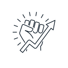 Motivation to move up. Striving for success and achievement. Vector linear icon isolated on white background.