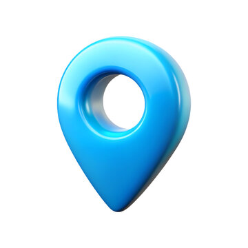 3d blue location pin icon realistic 3d rendering for navigation and maps transparent background