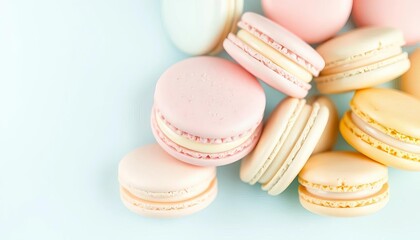 Obraz premium Macaron assortment icon, featuring delicate pastel colors and a creamy filling, perfect for gourmet dessert graphics , confectionery, dessert