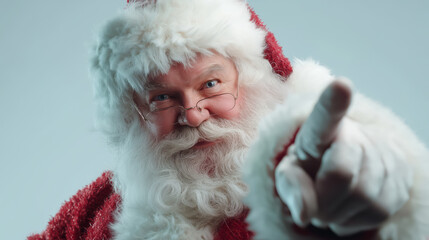 Santa Claus Smiles and Points to Bring Holiday Cheer