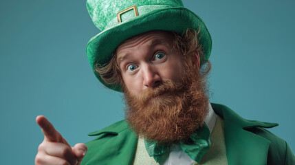 Leprechaun in Bright Green With a Playful Smile