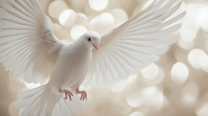 Majestic White Bird With Outstretched Wings in Soft Light