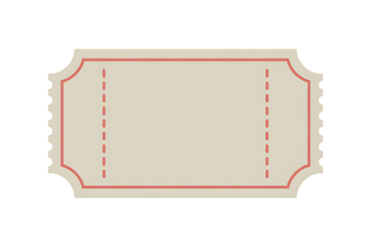 Old blank ticket or Movie Ticket. Blank vintage yellow ticket.