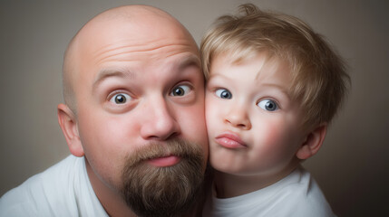 Father and Son Share a Funny Moment With Silly Faces