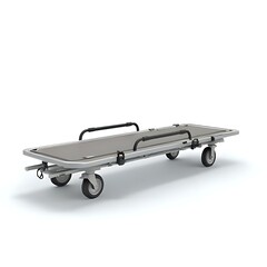 Medical gurney on a white background used for transporting patients in hospitals