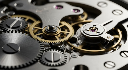 Intricate Watch Movement Gears Close-up Precision Engineering in Timekeeping Mechanisms