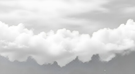 Highly detailed photorealistic vector illustration of a dramatic, layered grey sky with a horizontal band of soft, fluffy white cumulus clouds, ideal for backgrounds, weather graphics, or abstract atm