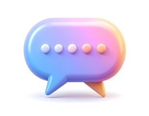 Fototapeta premium 3D Stylized Chat Bubble Icon with Colorful Gradient and Communication Dots