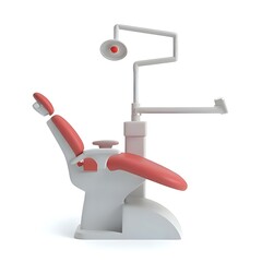 Isolated dental chair with light and equipment in a modern dentist office