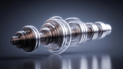 Spinning Metallic Object Illustrating Motion in a Dark Background