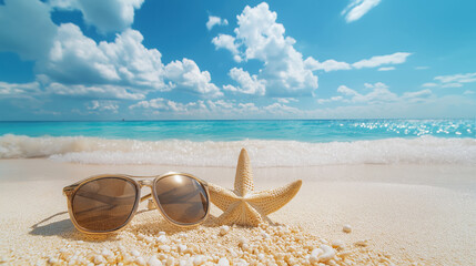 Sunny Day at the Beach With Sunglasses and Starfish