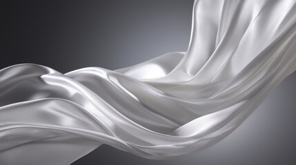 Flowing White Silk Fabric Drapes in Elegant Waves