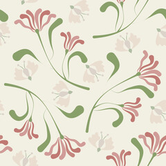  A charming and whimsical seamless vector pattern on a pale cream background. Perfect for children's designs, nursery decor, baby apparel, party invitations, and lighthearted textile prints.