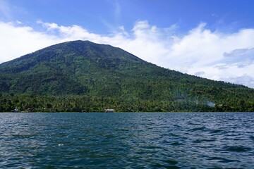 Beautiful views of lakes and hills seen from the ship's window