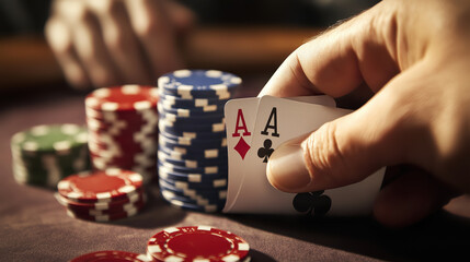 High Stakes Poker Hand With Chips on the Table