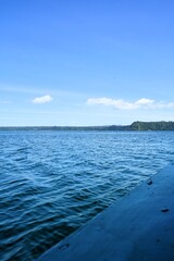 Beautiful views of lakes and hills seen from the ship's window