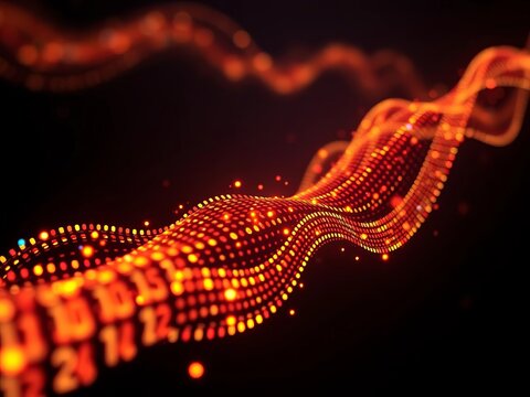 Abstract data flow of ones and zeros illuminating a dark background ,  stream,  seamless