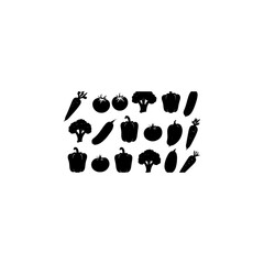 Vegetable food set line art silhouette vector illustration 
