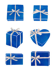 リボンをかけたギフトボックス　水彩イラスト