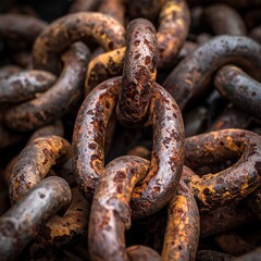 Rusty chain links close-up