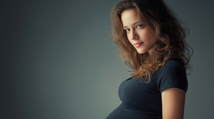 Expecting Mother Poses Gently in Soft Light