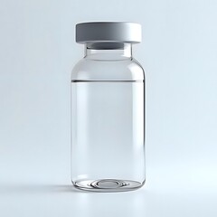 Clear glass vial with liquid medicine for pharmaceutical research and development