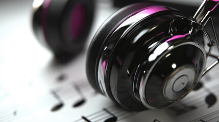 Headphones Resting on Sheet Music Create a Musical Scene