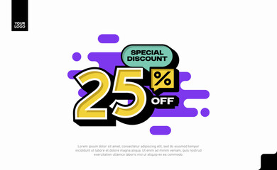 Special Discount 25 Percent Off Banner Design in Modern Yellow and Purple Style