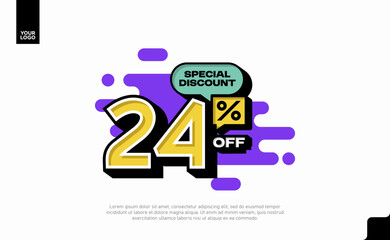 Special Discount 24 Percent Off Banner Design in Modern Yellow and Purple Style