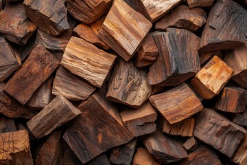Fototapeta premium Diverse Collection of Natural Wood Logs and Pieces for Textures and Backgrounds
