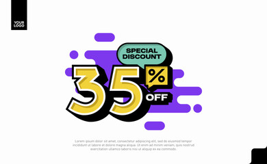 Special Discount 35 Percent Off Banner Design in Modern Yellow and Purple Style