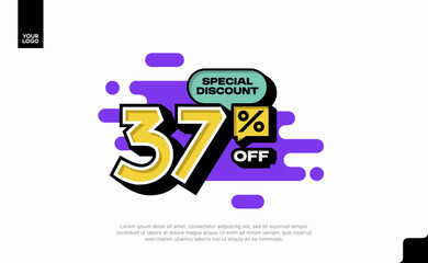 Special Discount 37 Percent Off Banner Design in Modern Yellow and Purple Style
