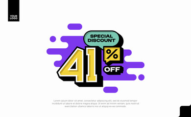 Special Discount 41 Percent Off Banner Design in Modern Yellow and Purple Style
