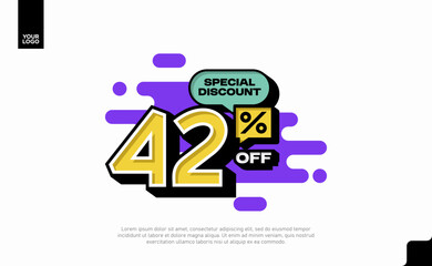 Special Discount 42 Percent Off Banner Design in Modern Yellow and Purple Style