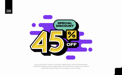 Special Discount 45 Percent Off Banner Design in Modern Yellow and Purple Style