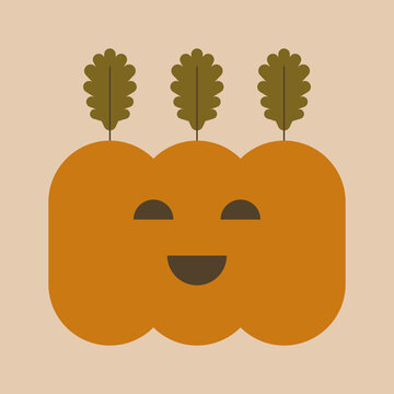 Cute pumpkin with oak leaves