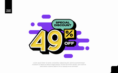Special Discount 49 Percent Off Banner Design in Modern Yellow and Purple Style