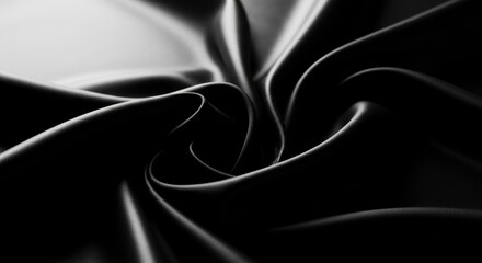 Fototapeta premium Closeup macro shot of black velvet fabric with elegant folds and soft texture