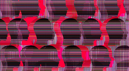 Glitch Illustration with Red Blocks of Color