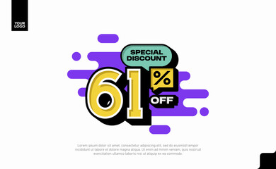Special Discount 61 Percent Off Banner Design in Modern Yellow and Purple Style