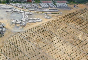 Aerial View of the Industrial Warehouse Area
