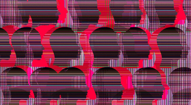 Glitch Illustration with Red Blocks of Color