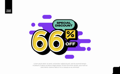 Special Discount 66 Percent Off Banner Design in Modern Yellow and Purple Style