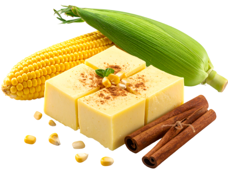 Curau, cream of corn sweet with cinnamon isolated on transparent png