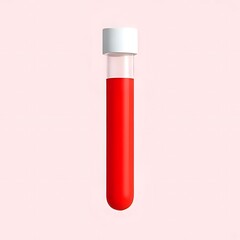 Blood sample in test tube with white cap on pink background for medical analysis